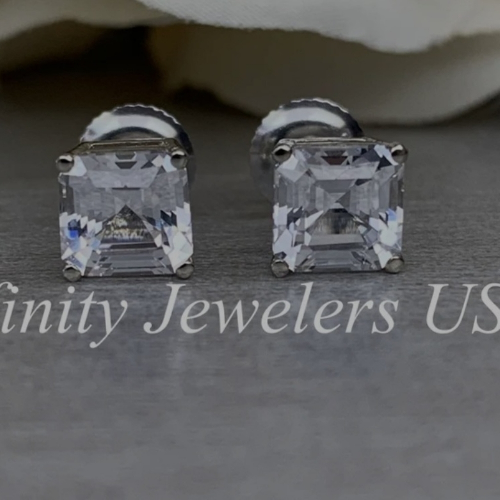 14k white gold white sapphire stud earrings